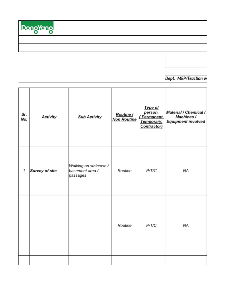 MEP Erection Work Hazard Assessment | PDF | Screw | Insulator (Electricity)