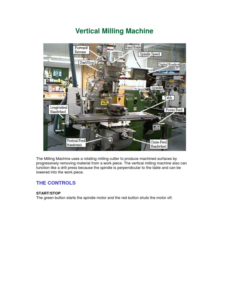 Vertical Milling Machine | PDF | Tools | Mechanical Engineering