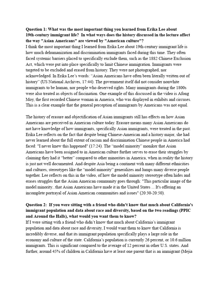 Week 6A Critical Reflection Discussion Post Revised | PDF | Immigration ...
