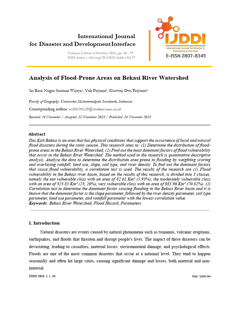 Flood Vulnerability Analysis in Bekasi River | PDF | Flood | Earth Sciences