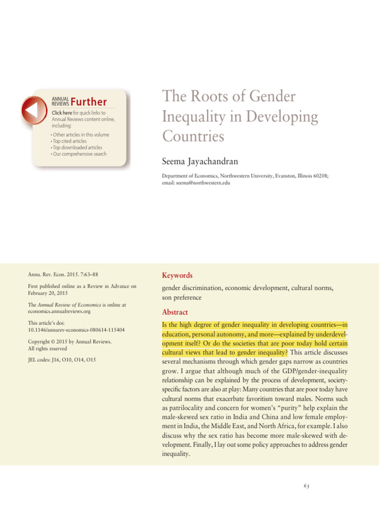 Gender Inequality in Developing Nations | PDF | Economic Inequality ...