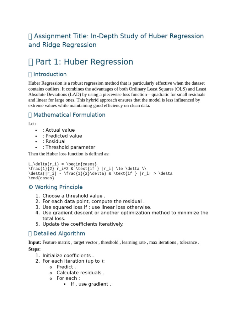Huber vs Ridge Regression Analysis | PDF | Linear Regression | Ordinary ...