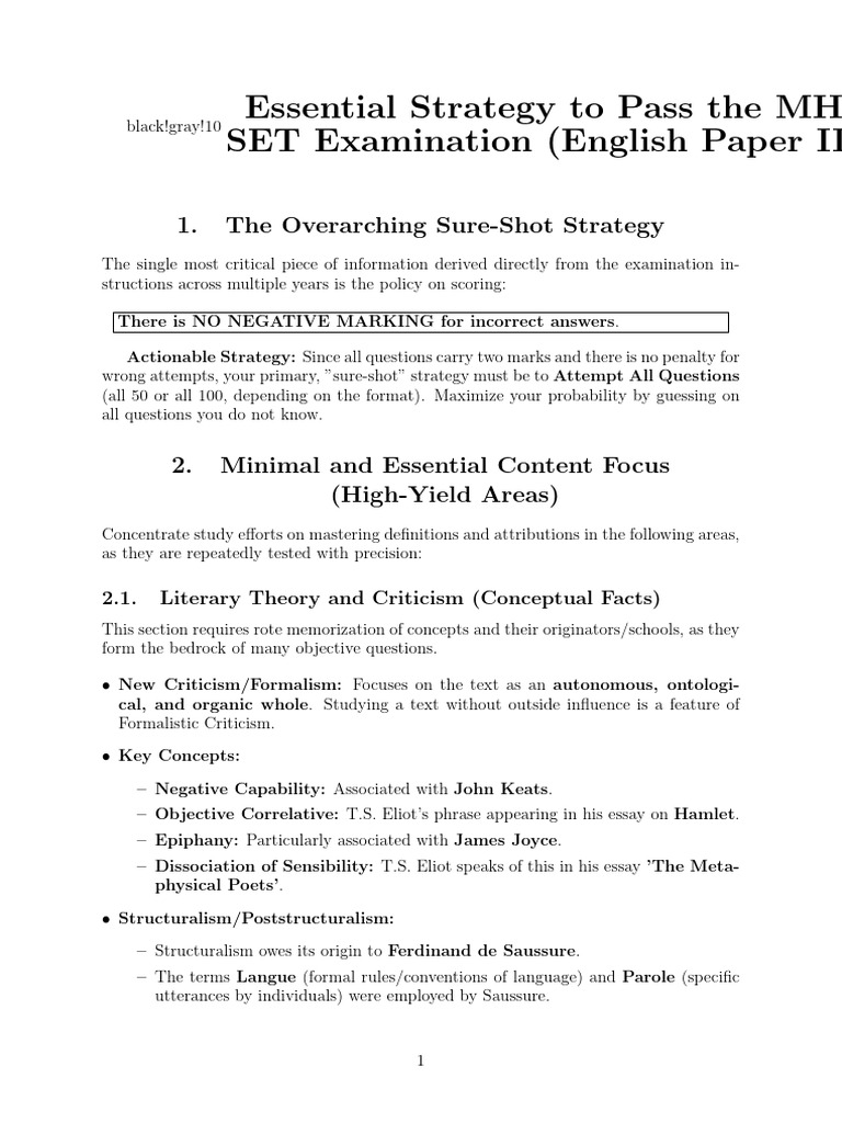 Pass the MH SET Exam: 10 Key Strategies | PDF | English Literature