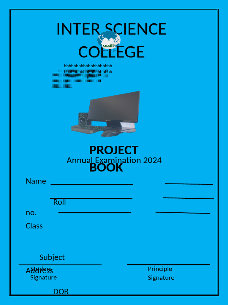 Inter Science College: Project Book | PDF