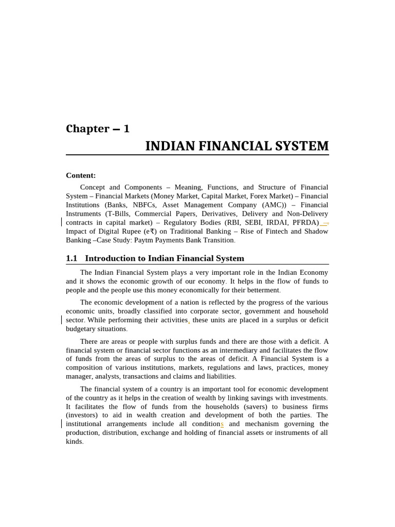 Overview of the Indian Financial System | PDF | Futures Contract ...