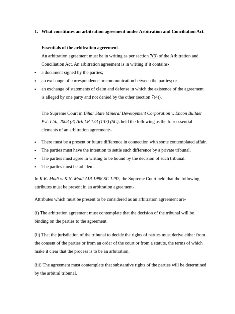 Essentials of Arbitration Agreements | PDF | Arbitration | Supreme ...