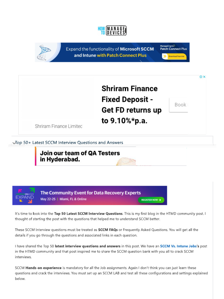Top 50 Latest SCCM Interview Questions and Answers | PDF