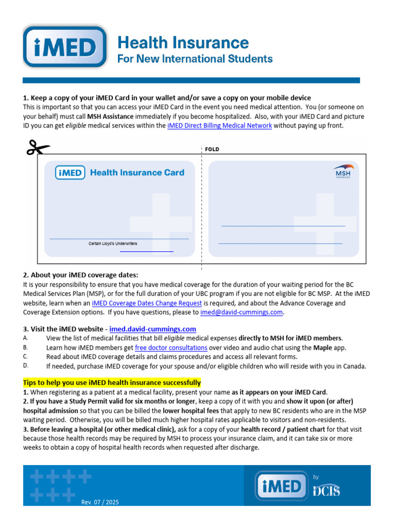 iMED Card Usage and Coverage Guide | PDF | Hospital | Underwriting