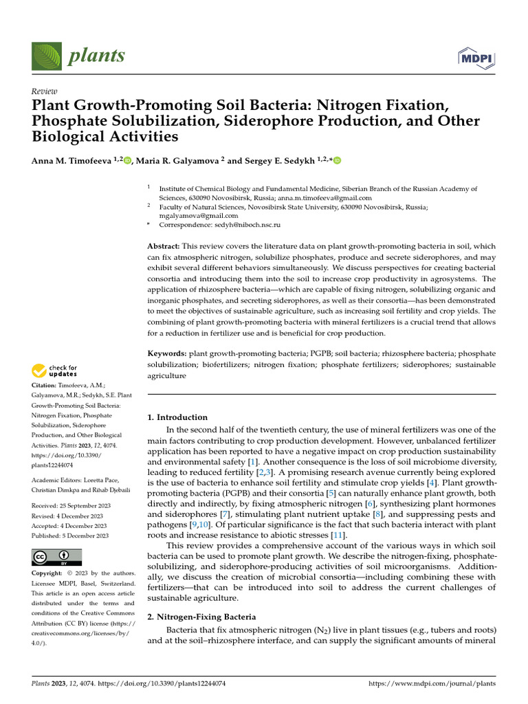 Plant Growth-Promoting Soil Bacteria Nitrogen Fixa | PDF | Bacteria | Soil