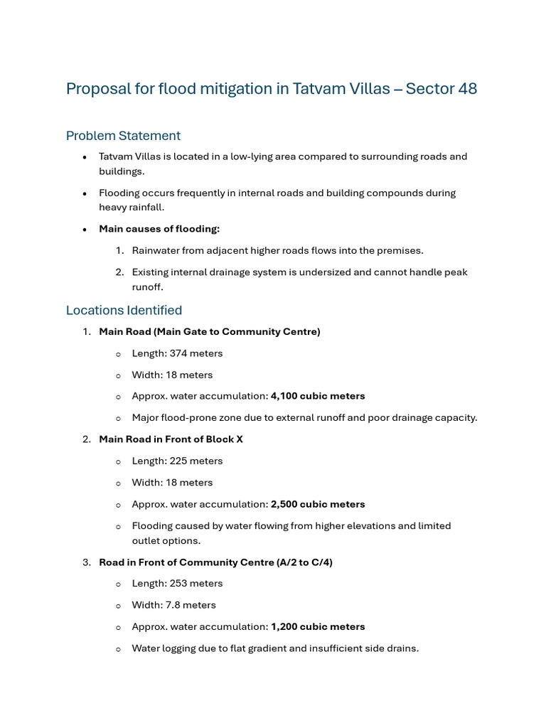 Proposal For Flood Mitigation in Tatvam Villas | PDF | Flood | Surface ...