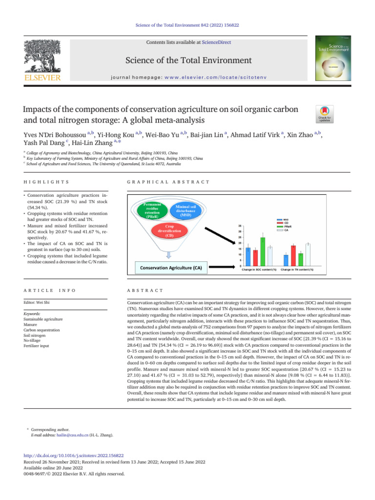 1 s2.0 S0048969722039195 Main | PDF | Soil | Crop Rotation