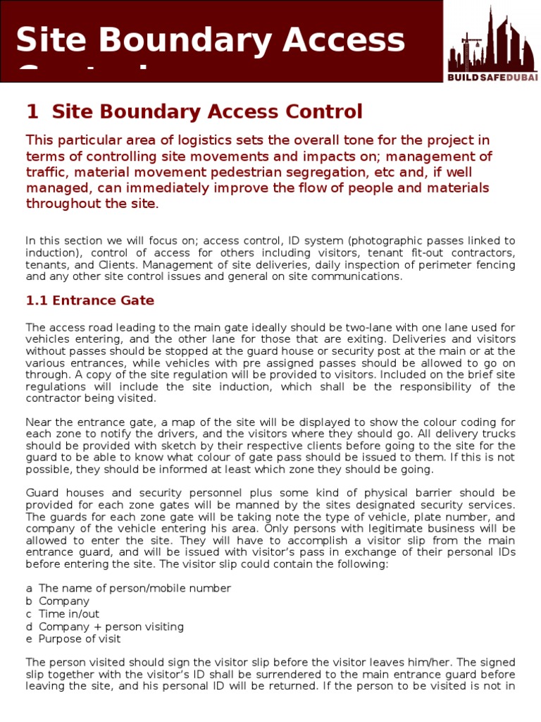 Site Access Control and Inspection Guide | PDF | Access Control ...