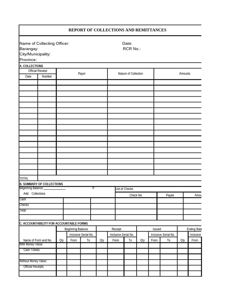 Barangay Collections Report Template | PDF