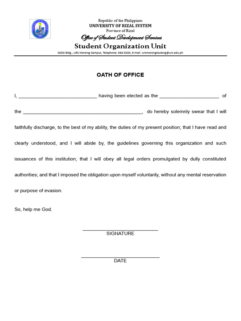 Student Organization Oath of Office | PDF