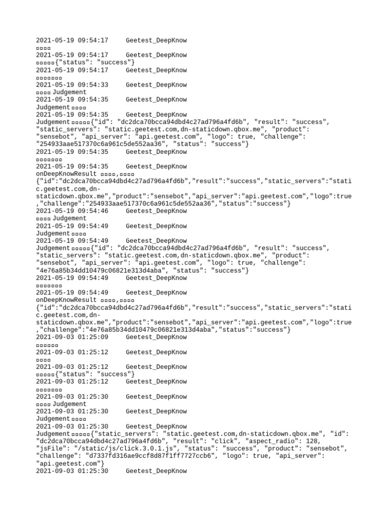 Geetest DeepKnow Request Logs | PDF