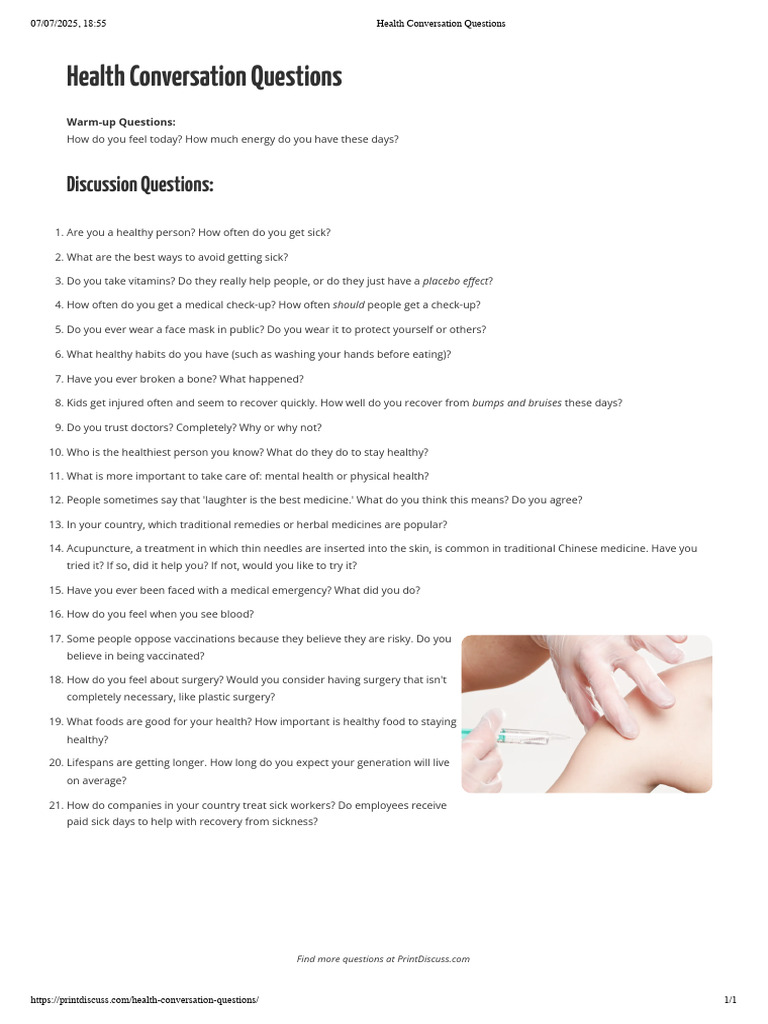 Engaging Health Conversation Starters | PDF | Traditional Chinese ...