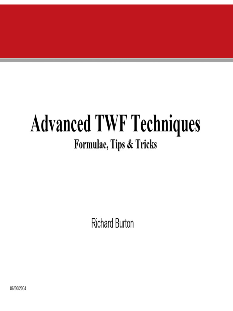 Advanced TWF Techniques Guide | PDF | Sampling (Signal Processing ...