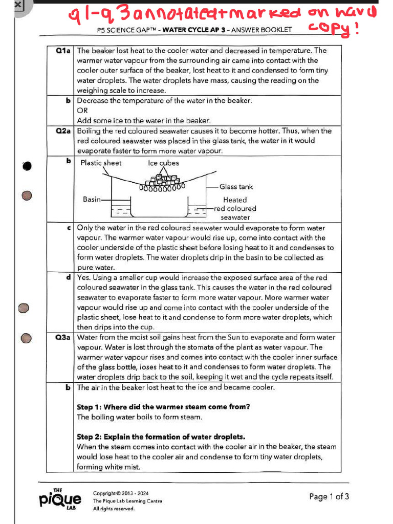 Water Cycle Additional Practice 3 Answer Key ANNOTATED | PDF