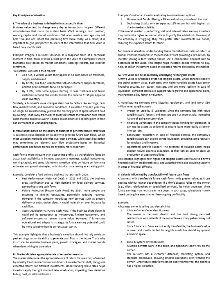 Key Valuation Principles Explained | PDF | Valuation (Finance) | Investing