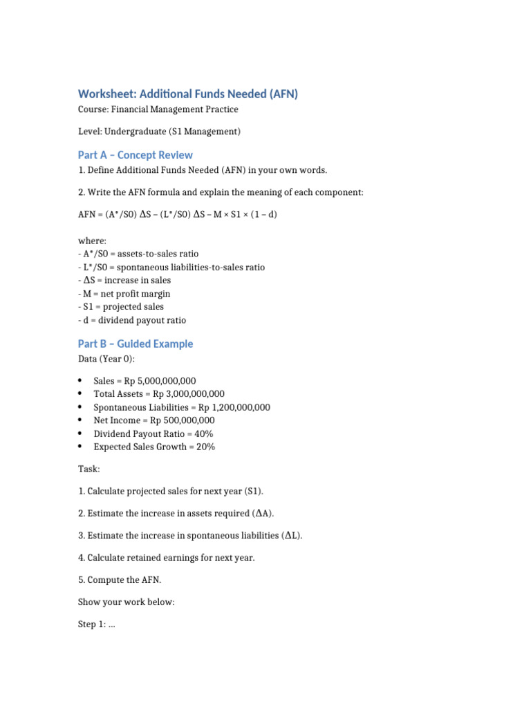Worksheet Week 4 AFN | PDF