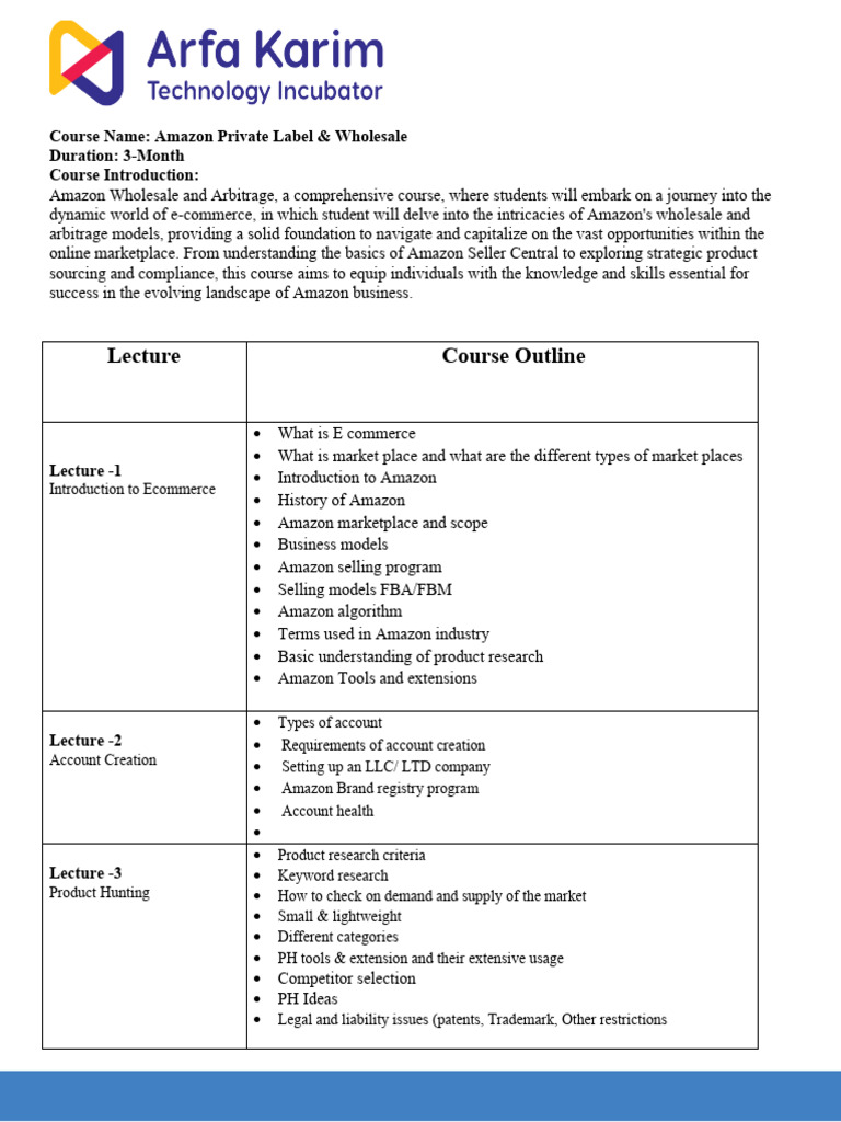 Amazon - Course Outline Updated | PDF | Business | Marketing