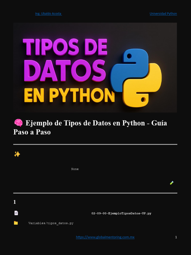 Tipos de Datos en Python: Guía Práctica | PDF | Python (lenguaje de ...