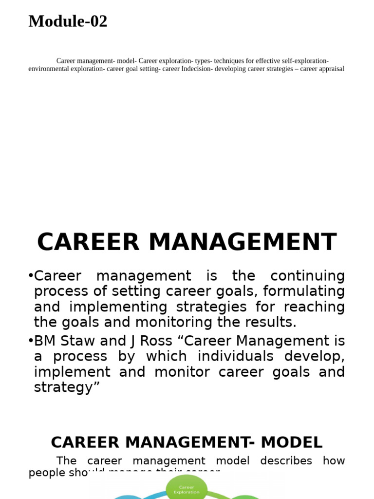 CAREER MANAGEMENT | PDF | Mentorship | Goal