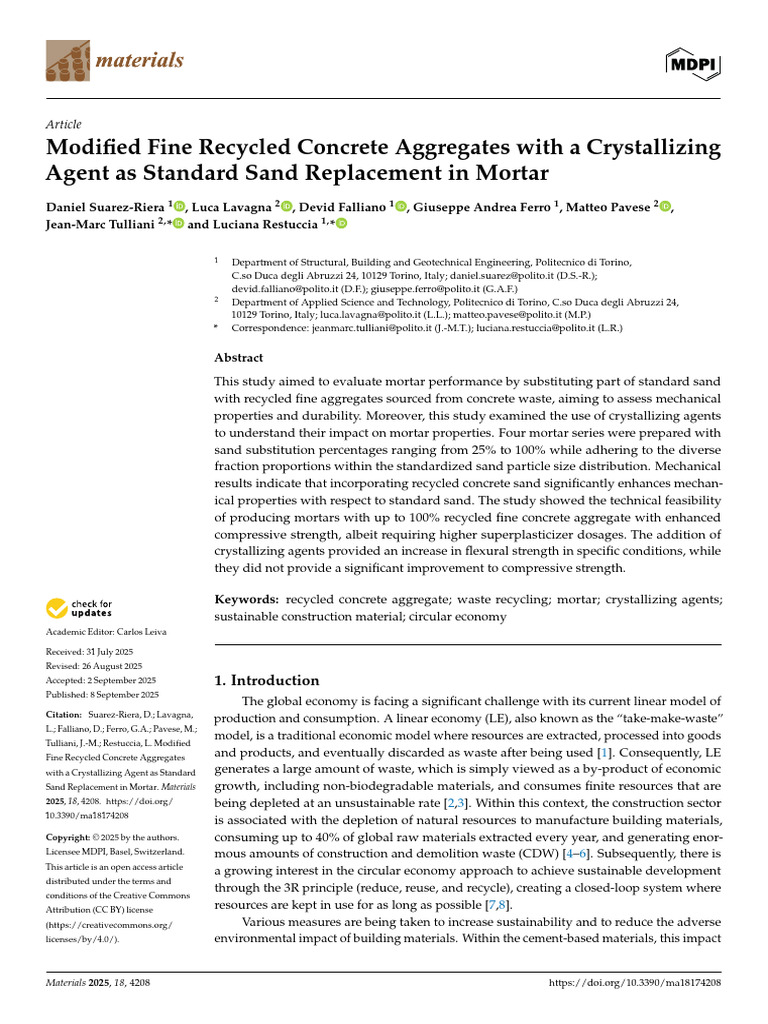 Recycled Concrete Aggregates in Mortar | PDF | Concrete | Mortar (Masonry)