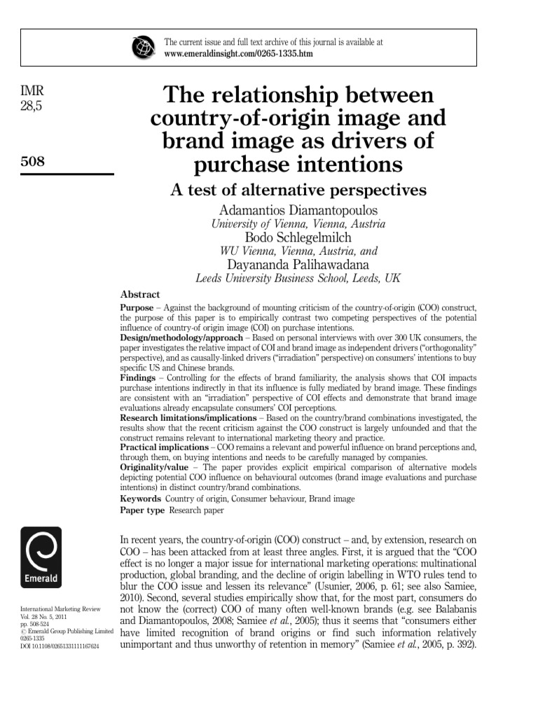 Country-of-Origin and Brand Image Impact | PDF | Structural Equation ...