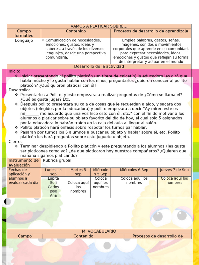 Actividades de Aprendizaje en Lenguaje Infantil | PDF