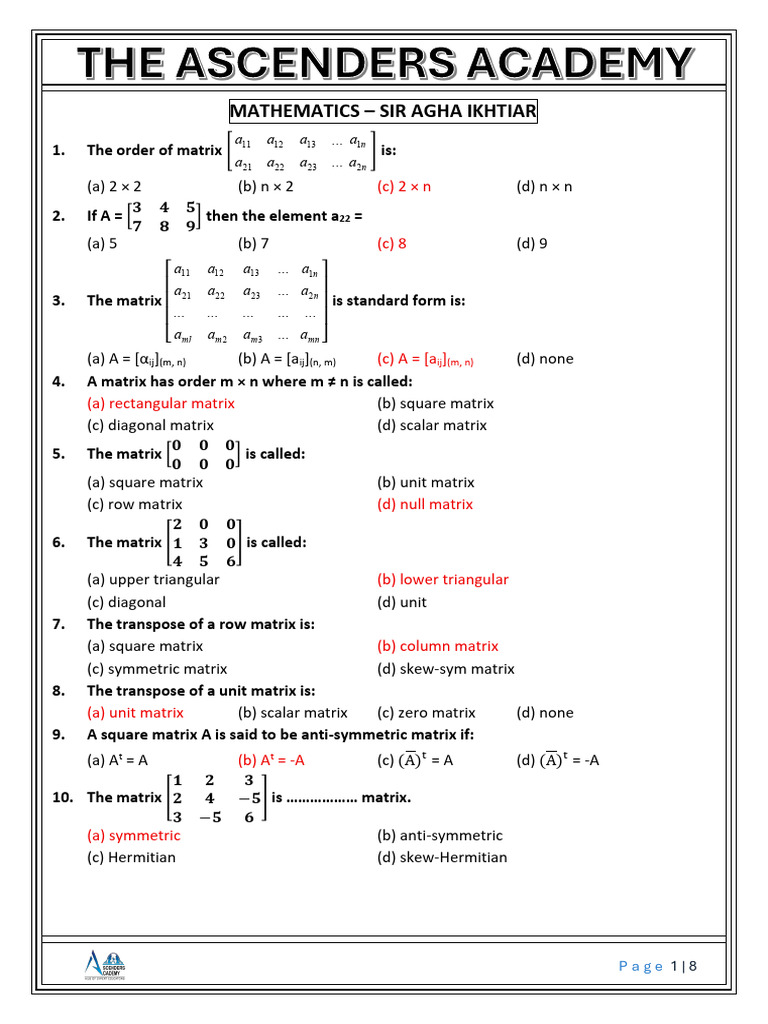 Mathematics and Physics Matrix Concepts | PDF | Molecules | Chemical ...