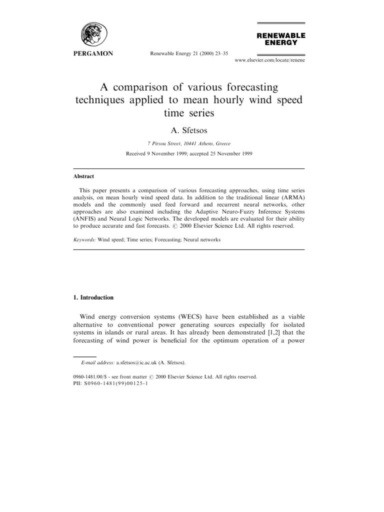 Comparing Wind Speed Forecasting Methods | PDF | Time Series | Forecasting