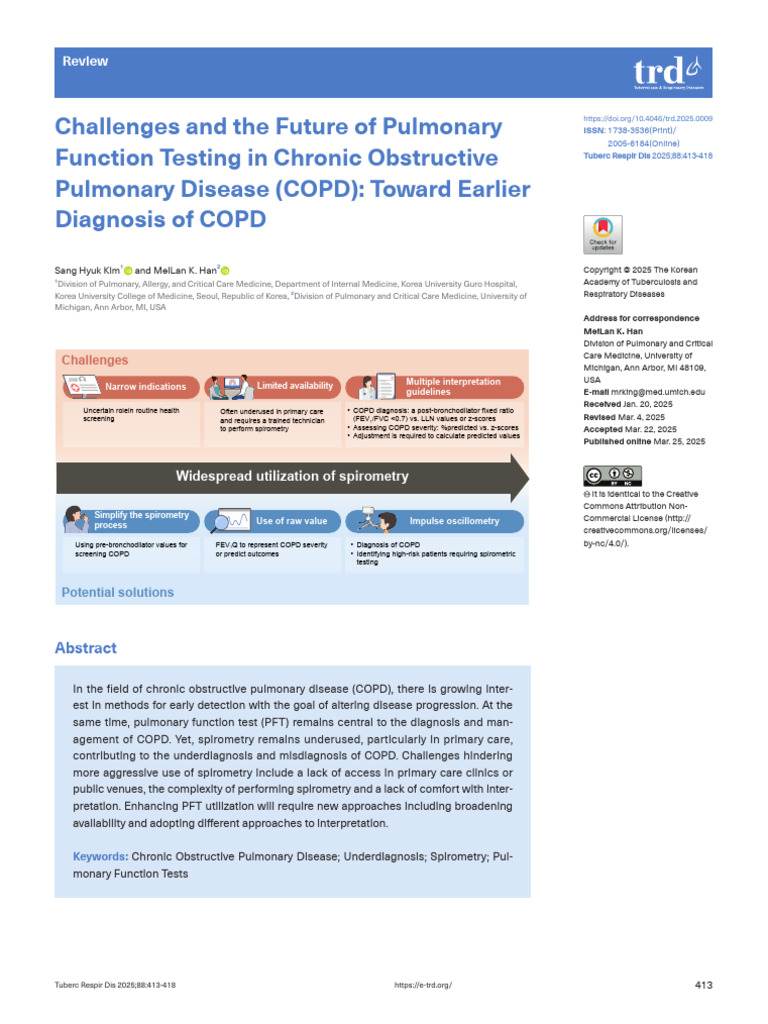 Future Challenges in Pulmonary Function Test For COPD | PDF ...