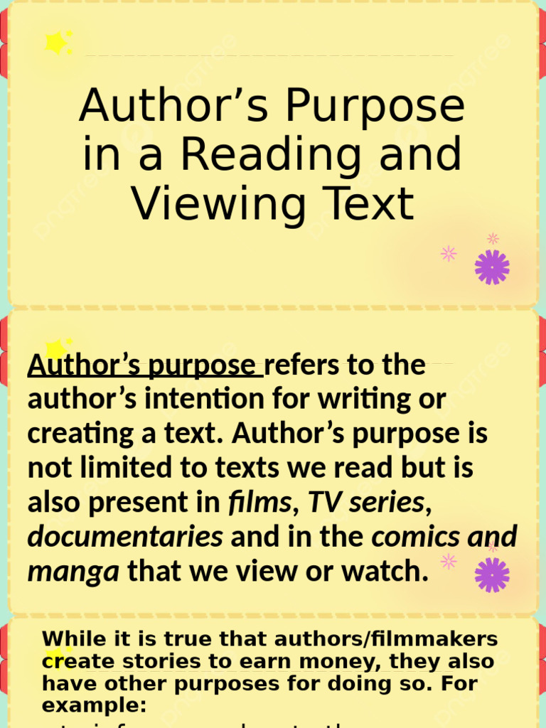 Author's Purpose in A Reading and Viewing Text | PDF