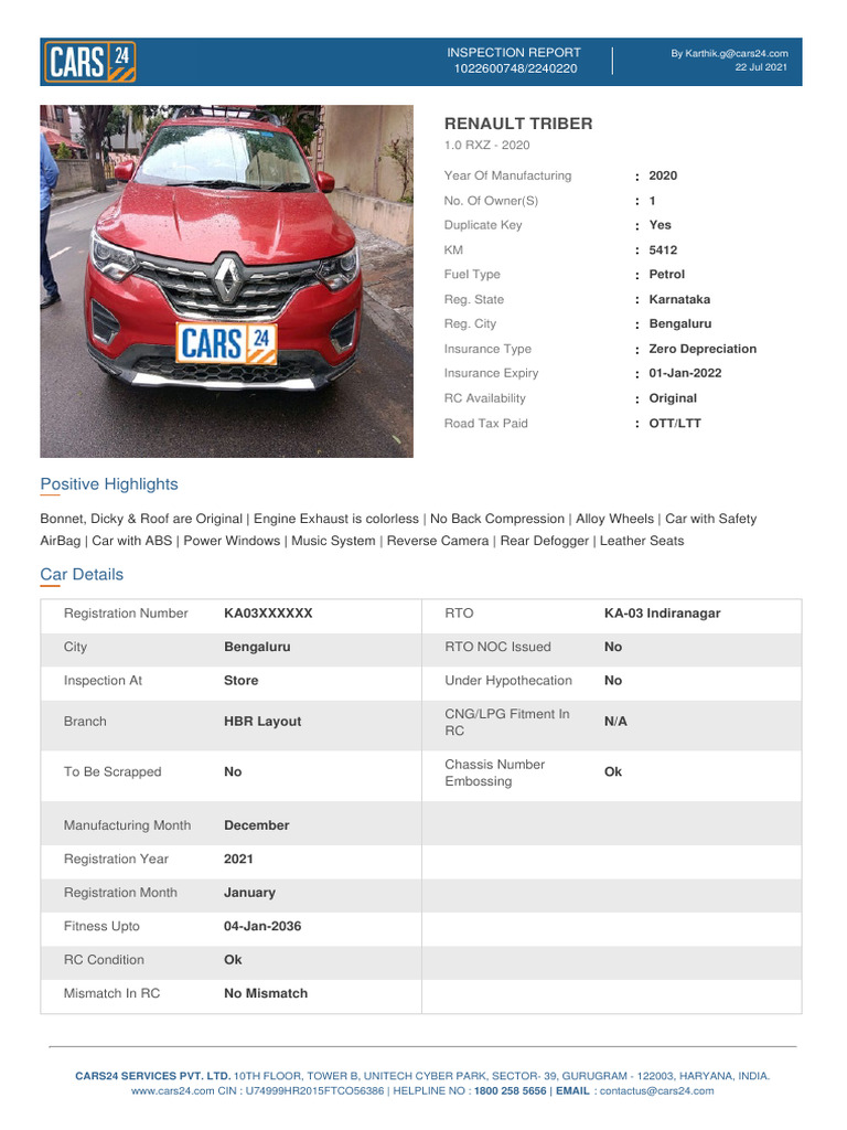 Inspection Report 2240220 1626950004 | PDF | Motor Vehicle | Car ...