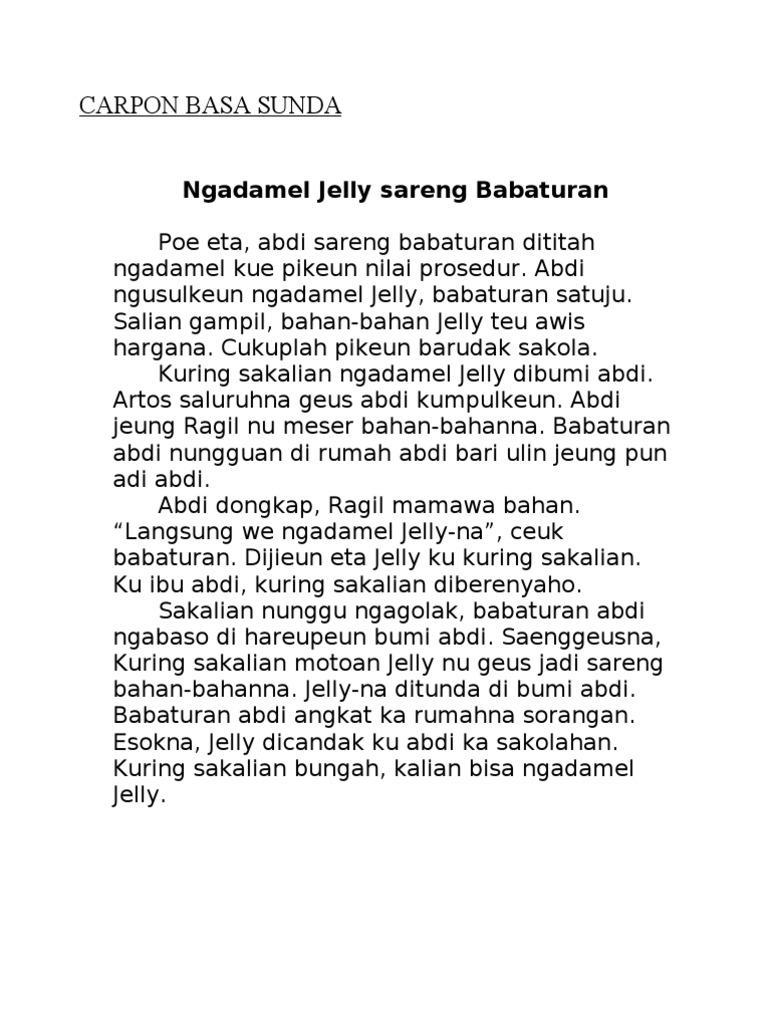 Kumpulan Cerita Lucu Contoh Cerpen Bahasa Sunda Singkat