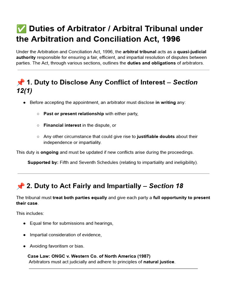 Duties of Arbitrators in Arbitration Act | PDF | Arbitration | Arbitral ...
