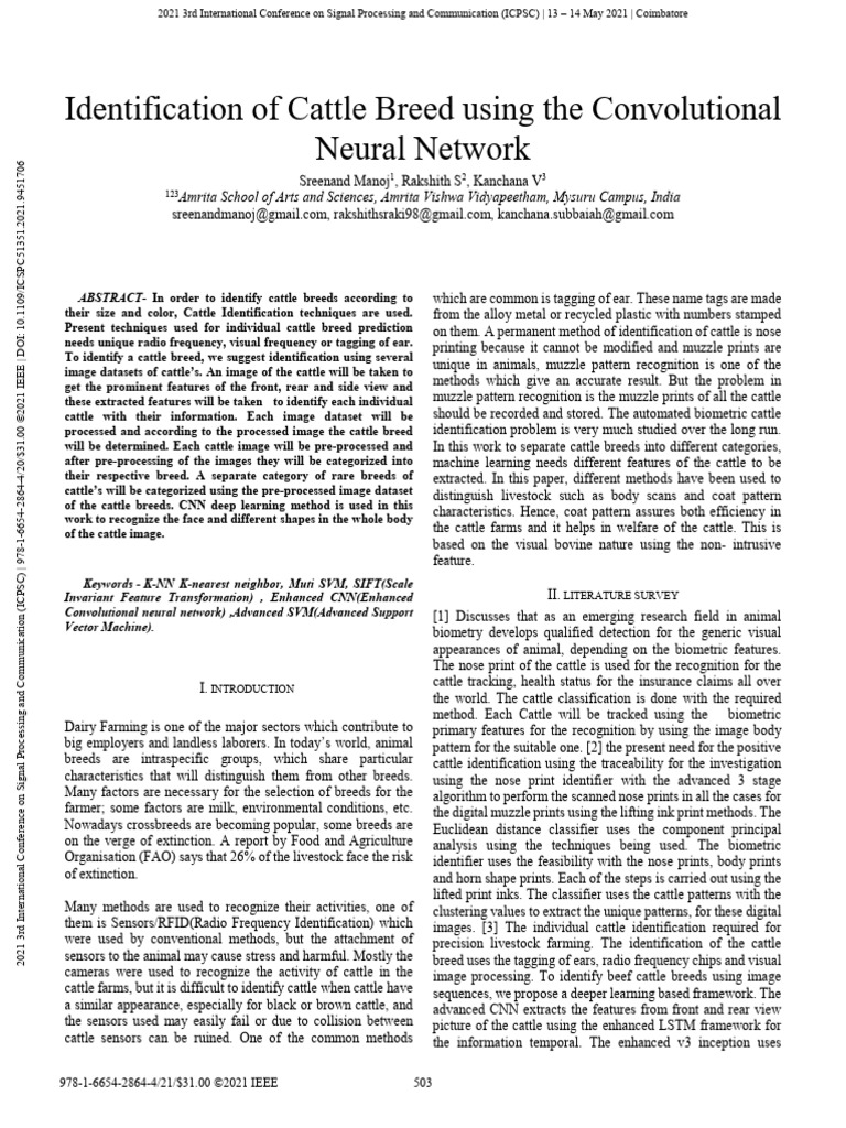 Identification of Cattle Breed Using The Convolutional Neural Network ...