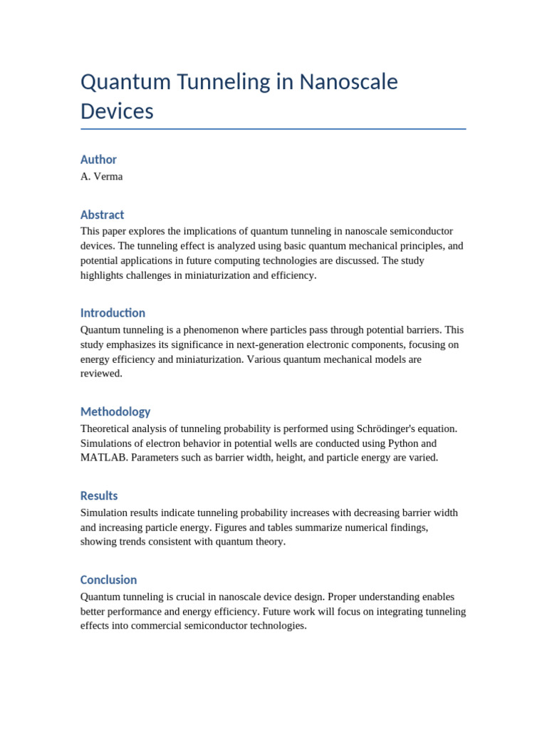 Quantum Tunneling in Nanoscale Devices | PDF