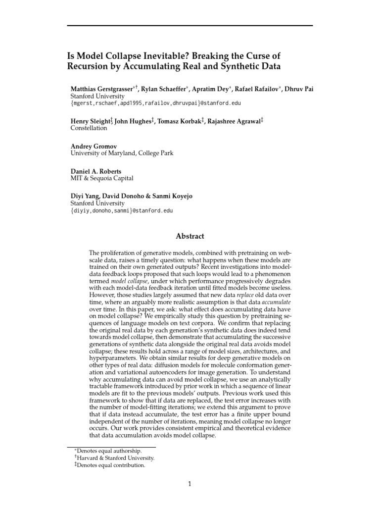 Avoiding Model Collapse through Data Accumulation | PDF | Regression ...