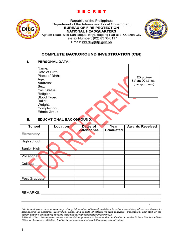 Cbi Form For Reference | PDF | Naturalization | Citizenship