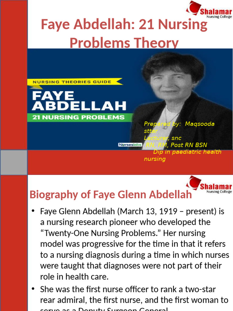3 Faye Abdellah 21 Nursing Problems Theory | PDF | Nursing ...