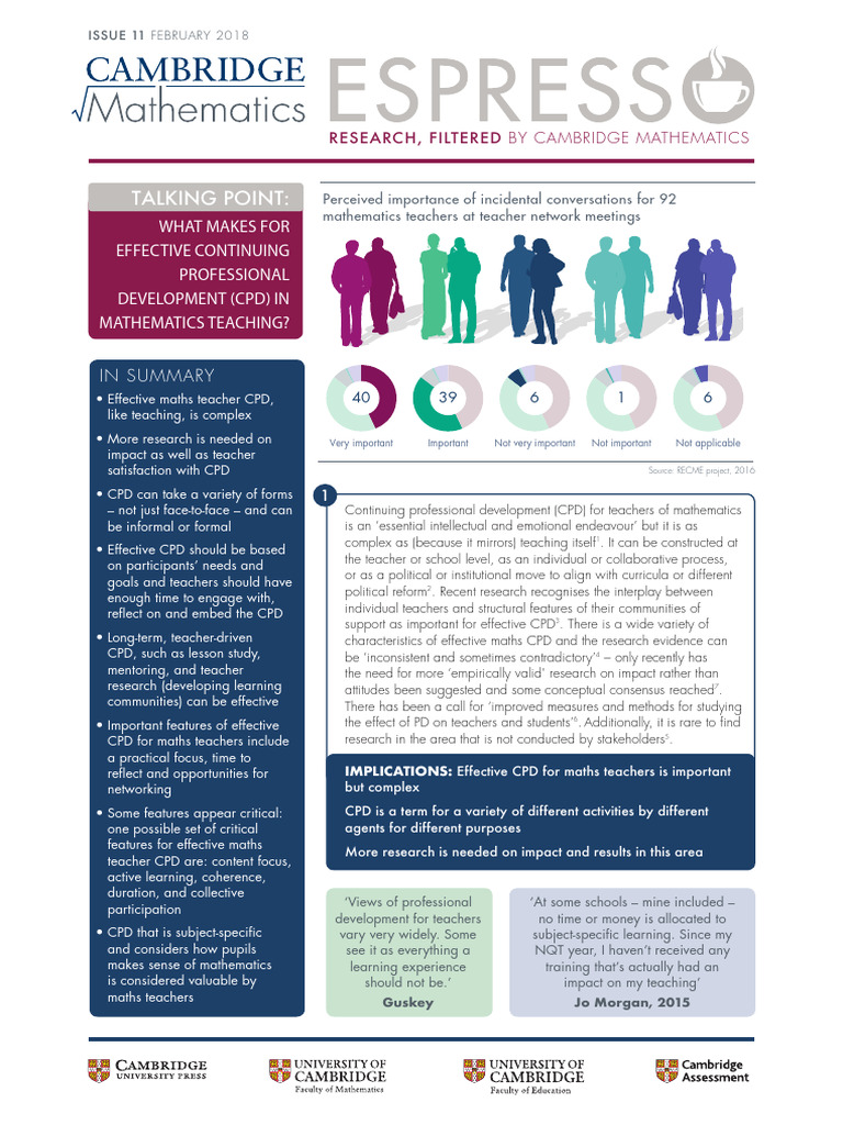 Effective CPD for Maths Teachers | PDF | Teachers | Mentorship