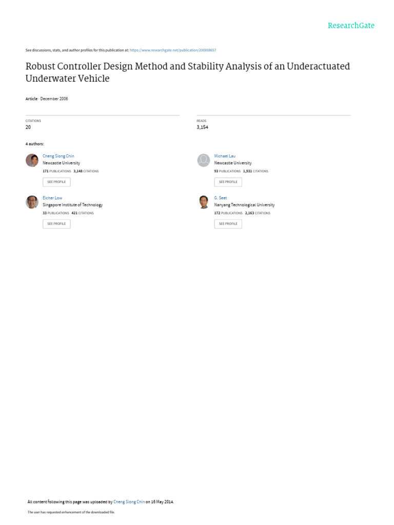 Robust PID Control for Underwater Vehicles | PDF | Control Theory ...
