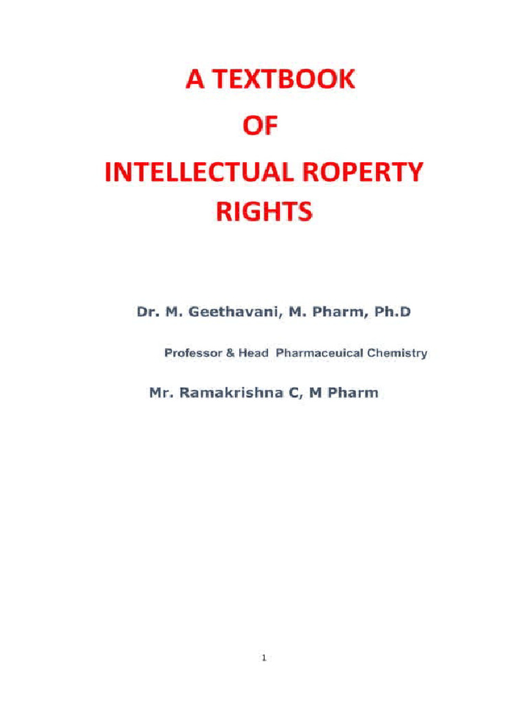 Textbook of Intellectual Property Rights | PDF