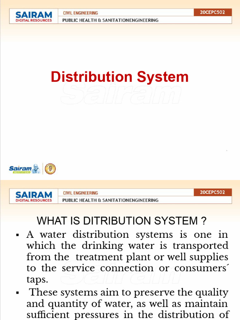 Water Distribution System Overview | PDF | Reservoir | Water