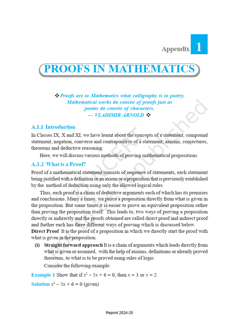 Proofs in Mathematics: Appendix | PDF | Mathematical Proof | Theorem