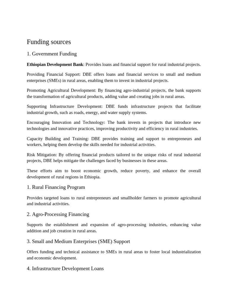 Ethiopia's Rural Industrial Funding Sources | PDF | Economies | Business