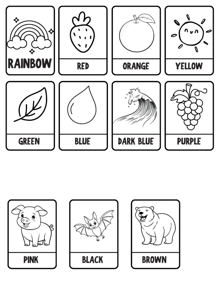 Colors in The Rainbow Flash Card Colorful Simple | PDF