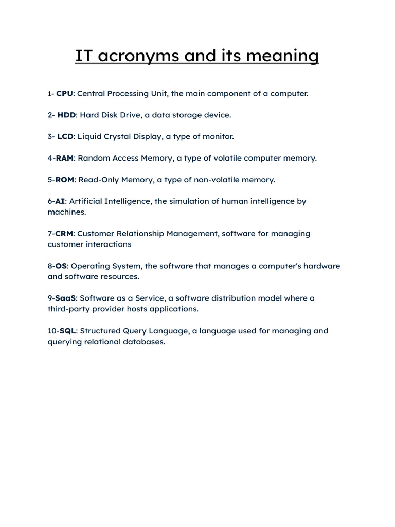 Essential IT Acronyms Explained | PDF
